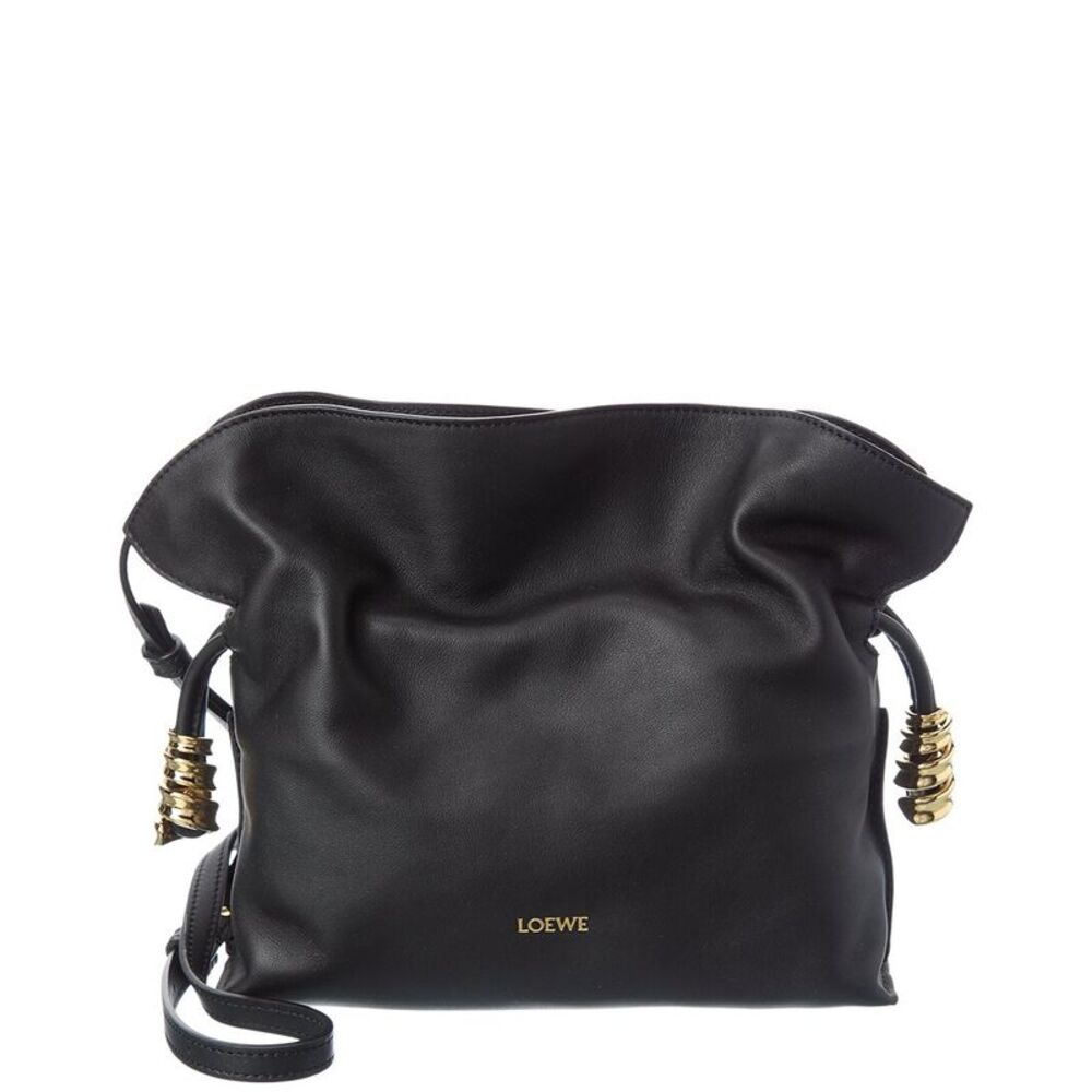 Loewe Coil Flamenco Mini Leather Clutch, Black